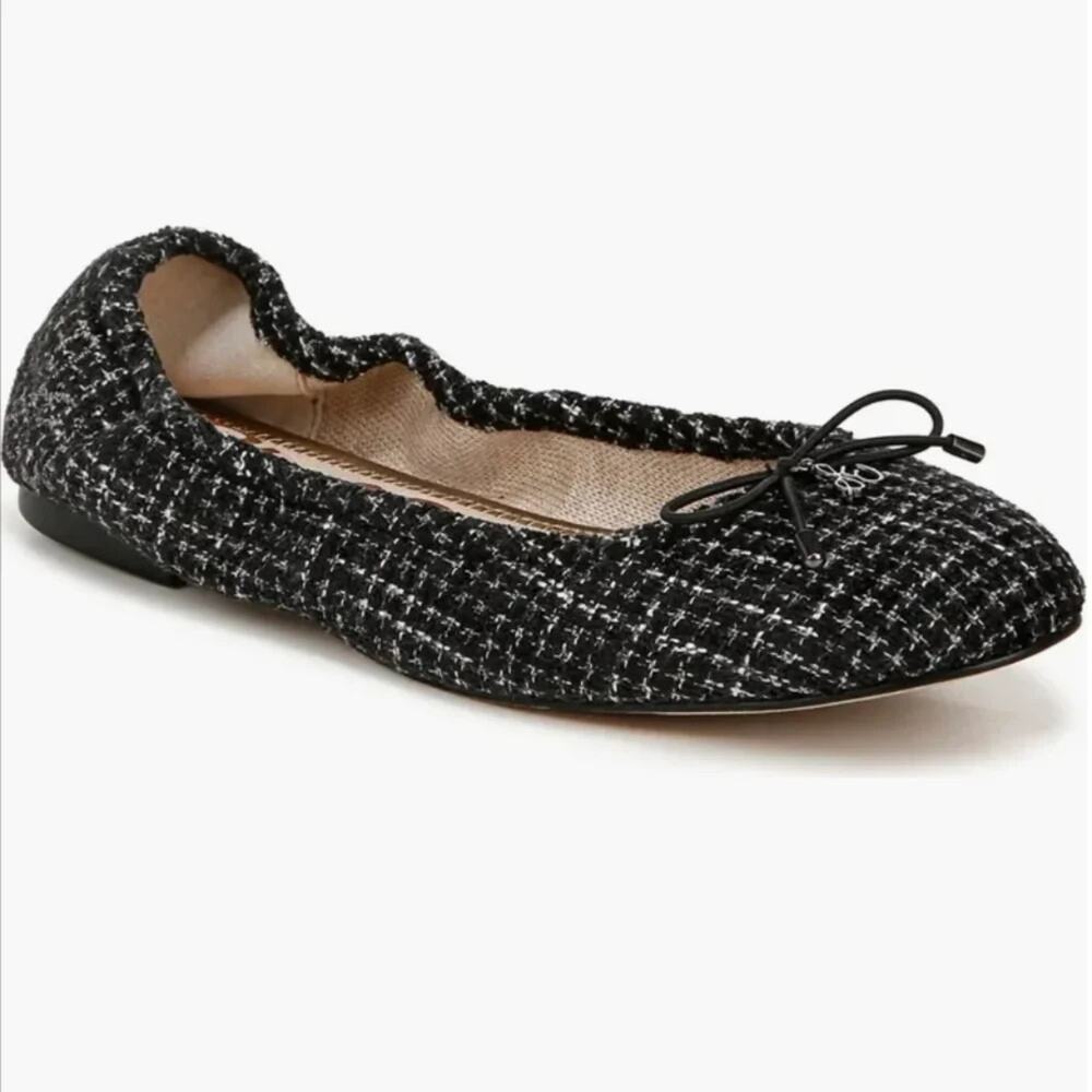 Sam Edelman Felicia Flat Ballet Gray Wool Houndstooth Bow Boucle Round Toe 11 42